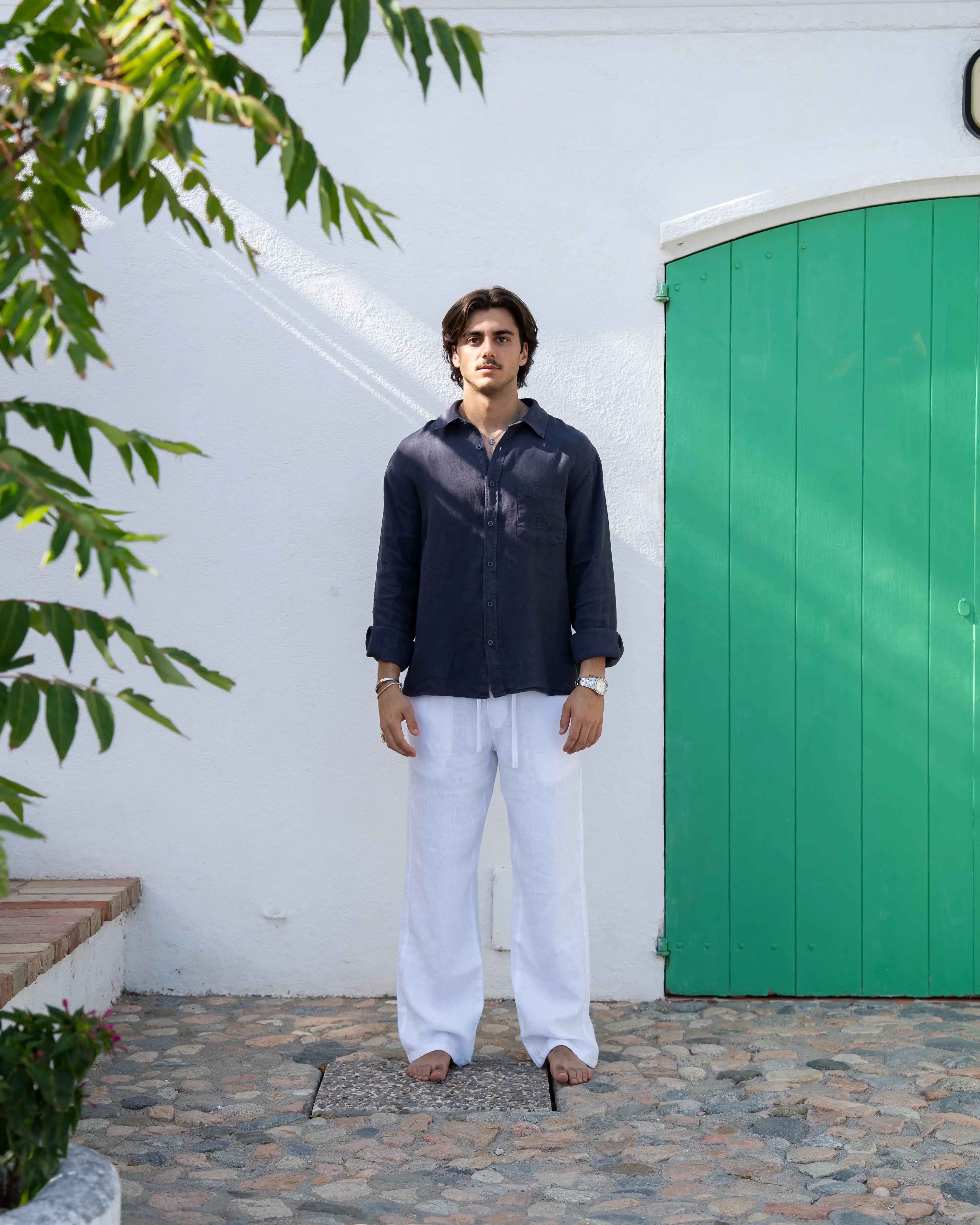 Linen Shirt Navy - Image 3