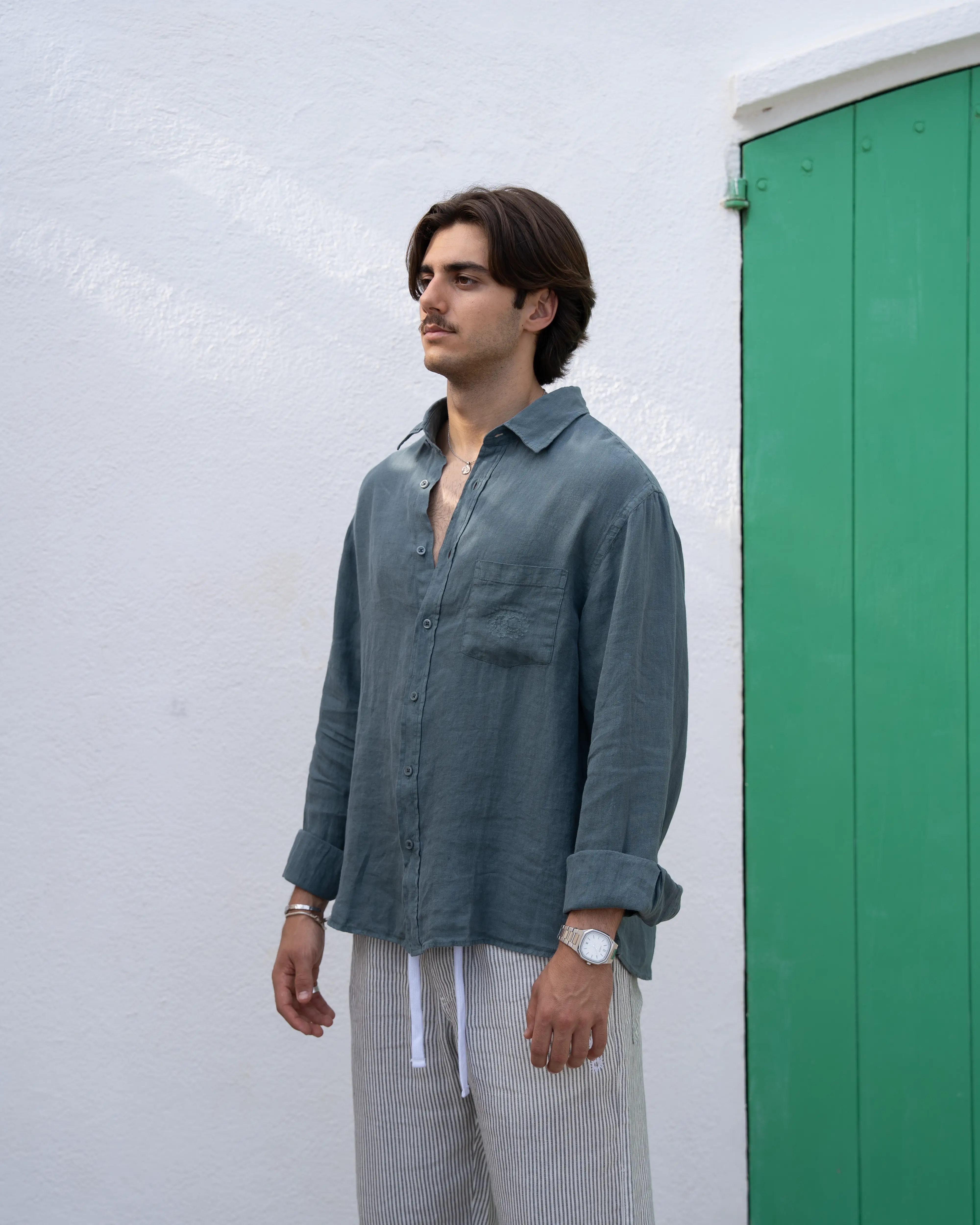 Linen Shirt Green - Image 6